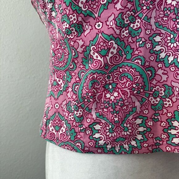 Lands End Tankini Pink Green Halter Top SZ 6 - Picture 5 of 10